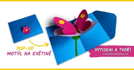 pop-up motýl na květině jako přání v obálce